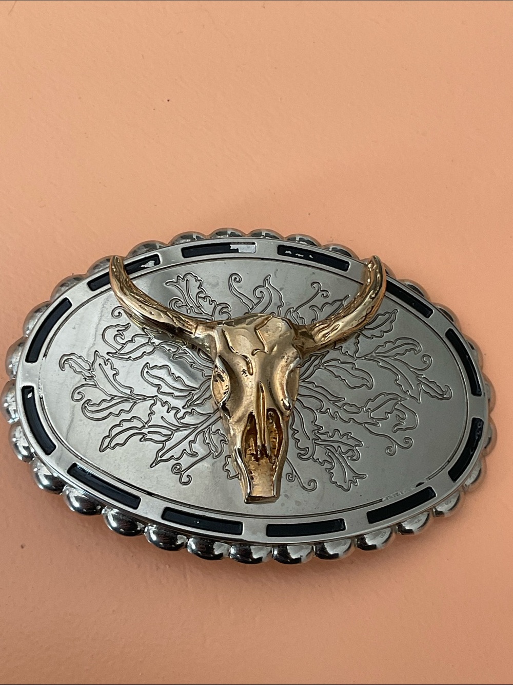 Longhorn skull belt buckle